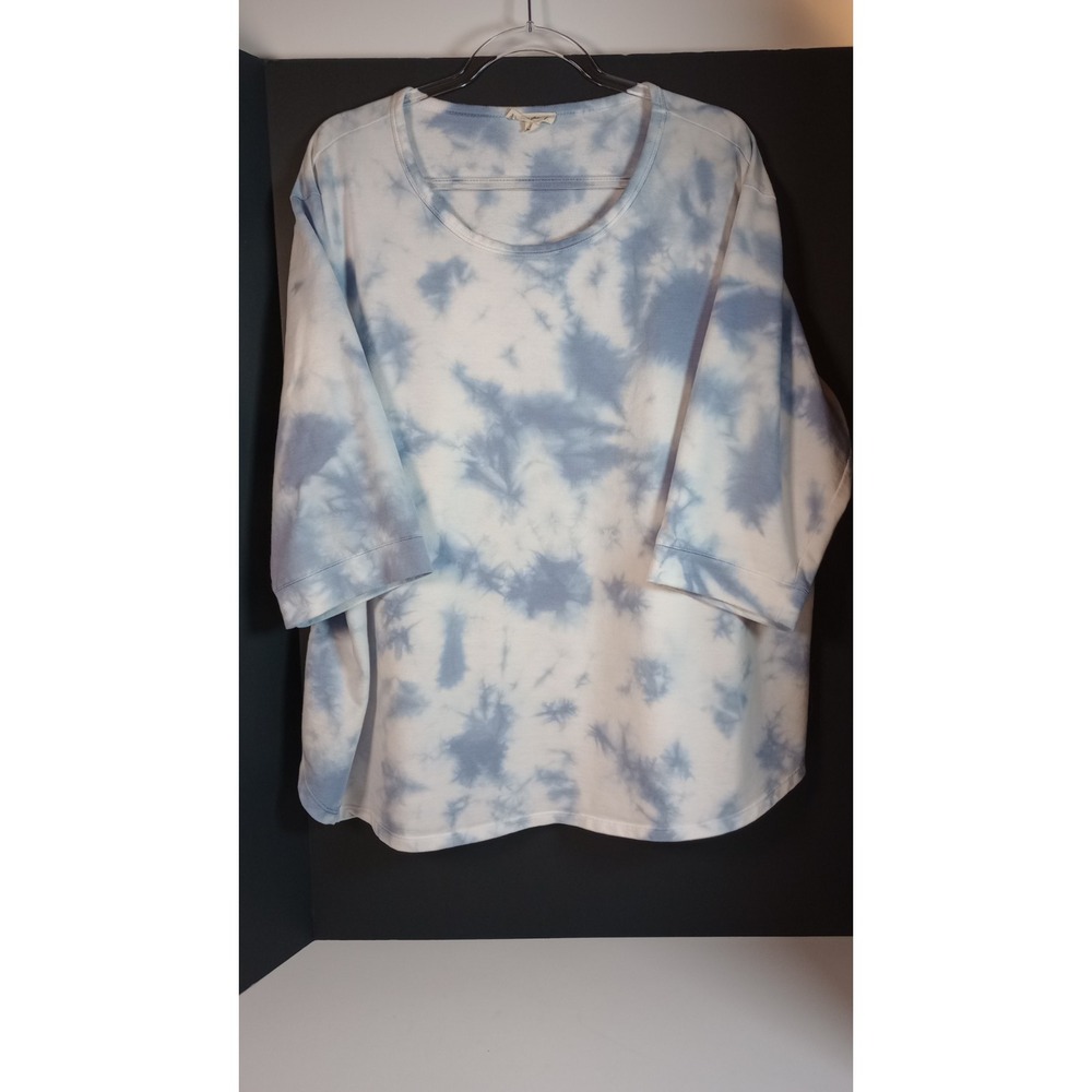Jane + Delancey Sweatshirt Womens 3X Blue/White Pullover Cotton Blend